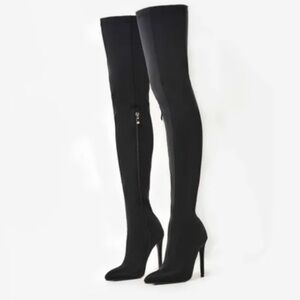 Over-the-Knee Black Stiletto Boots - Women's Fashion